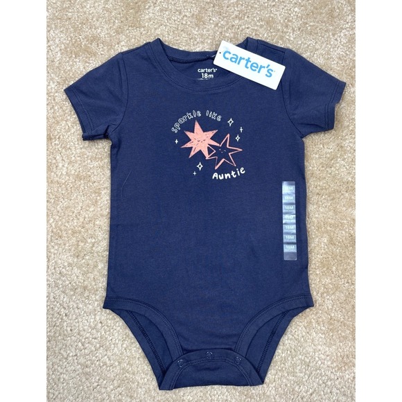 Carter's Other - CARTER's Baby Sparkle Like Auntie Short-Sleeve Bodysuit - Navy 18 months